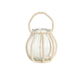 PORTAVELA CRISTAL MADERA 22X22X22 CUENTAS NATURAL