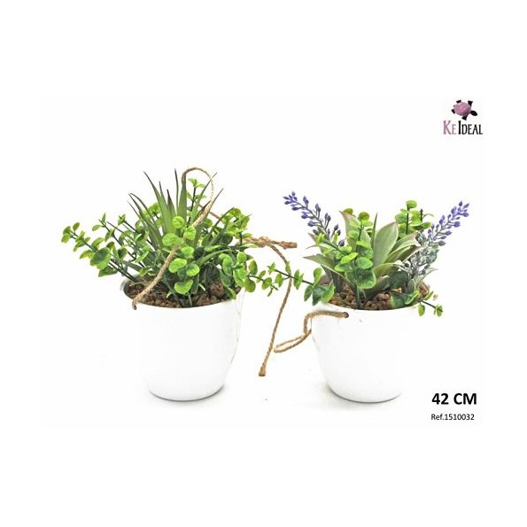 PLANTAS VERDES EN MACETA COLGANTE 42CM