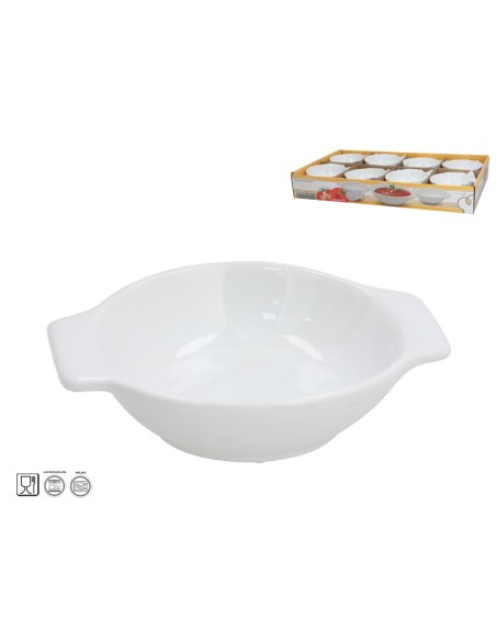 SALSERA APERITIVO GRES LUNA OVAL. 13,5X11X3,5CM BL