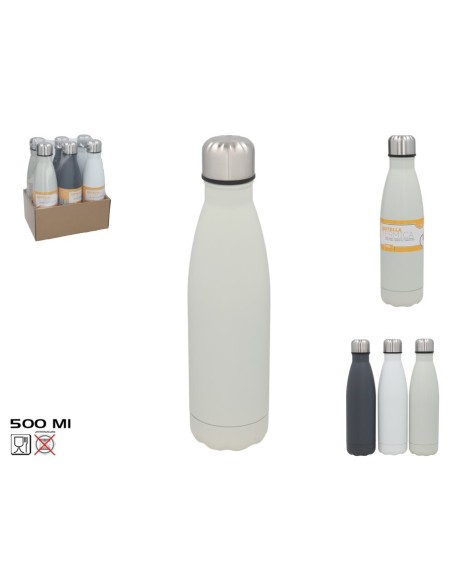 BOTELLA TERMICA 3 COLORES SURT 500ML 27X6,5 CM