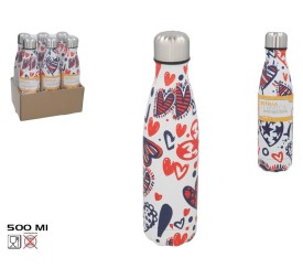 BOTELLA TERMICA CORAZONES 500ML 27X6,5 CM