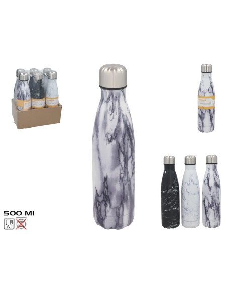 BOTELLA TERMICA MARMOL 3 SURT 500ML 27X6,5 CM