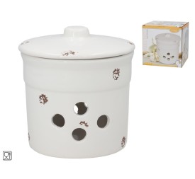 CEBOLLERO /AJERO BLANCO CON TAPA 13,7X13,7X14,2 CM