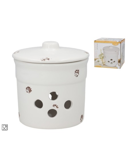 CEBOLLERO /AJERO BLANCO CON TAPA 13,7X13,7X14,2 CM
