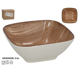 BOWL CUADRADO 14X14X6CM COLOR MADERA
