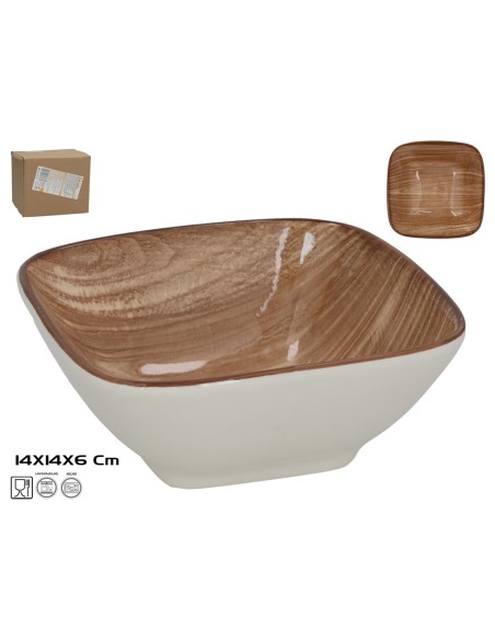 BOWL CUADRADO 14X14X6CM COLOR MADERA