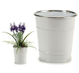 CUBO PEQUEÑO BLANCO FILO PLATA 10,5 x 10,5 x 10,5 cm.