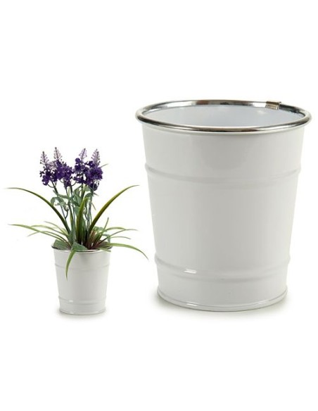 CUBO PEQUEÑO BLANCO FILO PLATA 10,5 x 10,5 x 10,5 cm.