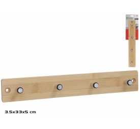 PERCHERO PARED BAMBU 4 GANCHOS 5X33CM