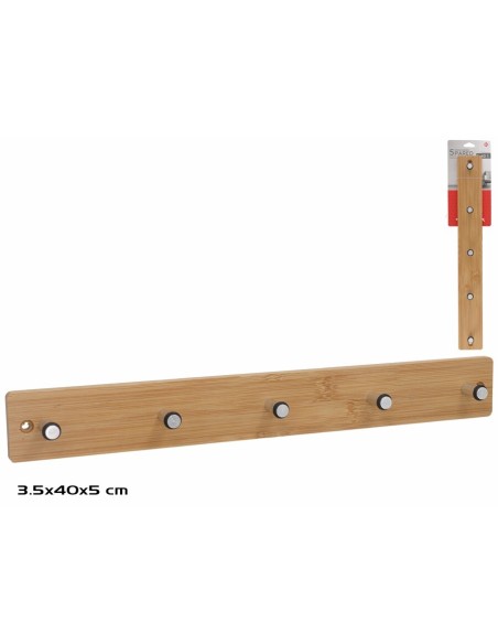 PERCHERO PARED BAMBU 5 GANCHOS 5X40CM