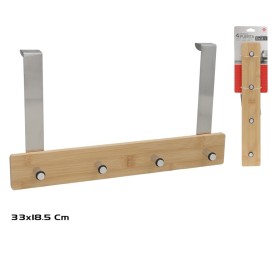 PERCHA PUERTA BAMBU 4 GANCHOS 33X18,5CM