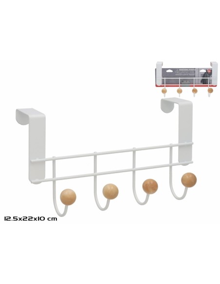 PERCHA PARA PUERTA 4 POMOS 22X12,5CM PERCHA PARA PUERTA 4 POMOS 22X12,5CM