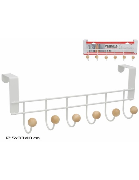 PERCHA PARA PUERTA 6 POMOS 33X12,5CM PERCHA PARA PUERTA 6 POMOS 33X12,5CM
