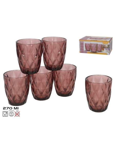 SET 6 VASO LIZ 270ML ROSA