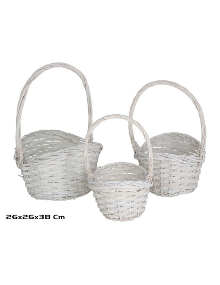 SET 3 CESTOS ALUKA 26X26X38 CM  BLANXA
