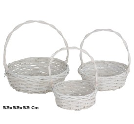 SET 3 CESTOS ALUKA 32X32X32 CM BLANCA