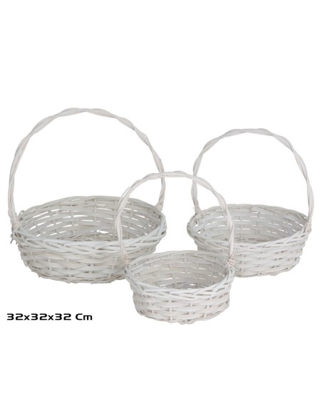 SET 3 CESTOS ALUKA 32X32X32 CM BLANCA