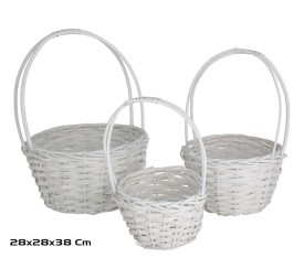 SET 3 CESTAS ALUKA 28X28X38CM BLANCA