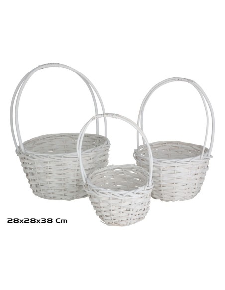 SET 3 CESTAS ALUKA 28X28X38CM BLANCA