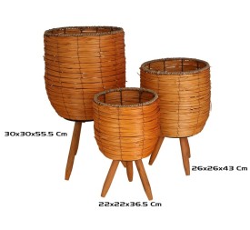 SET 3 MACETEROS C/PATAS LUR 30X30X55,5CM NATURAL