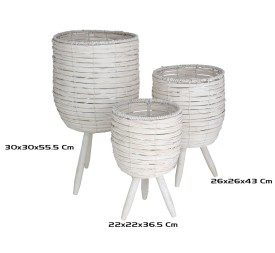 SET 3 MACETEROS C/PATAS LUR 30X30X55,5CM BLANCO