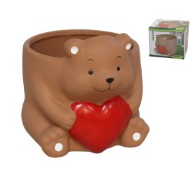 MACETERO OSITO C/CORAZON CERAMI. 12X14,5X12 CM
