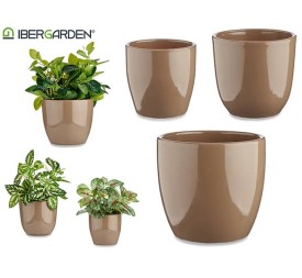 JGO 3 MACETAS CERAMICA ABOMBADA 14-17-22CM TAUPE