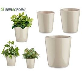 JGO 3 MACETAS CERAMICA CONICA 14-17-22CM GRIS