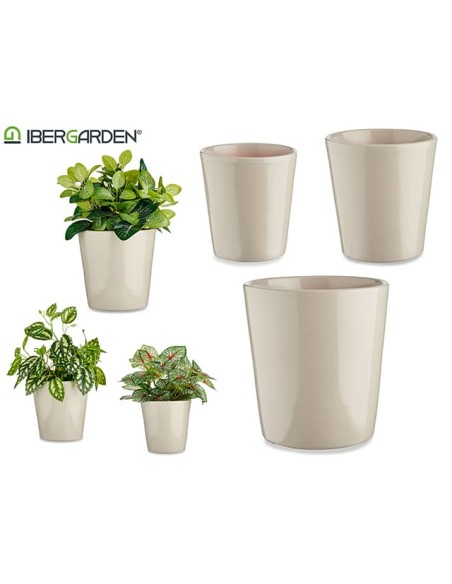 JGO 3 MACETAS CERAMICA CONICA 14-17-22CM GRIS
