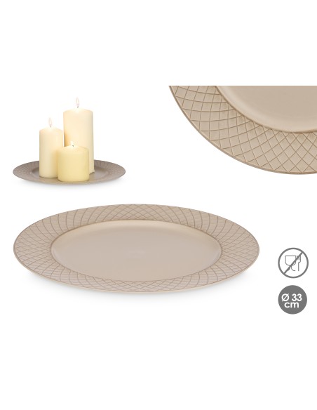 PORTAVELAS ROMBOS TAUPE ENVEJECIDO 33CM