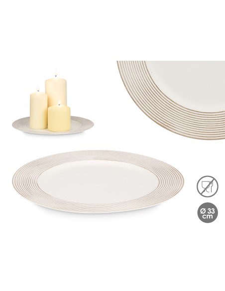 PORTAVELAS CIRCULOS BLANCO ENVEJECIDO 33CM