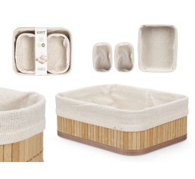 SET 3 ORGANIZADORES BAMBU BLANCO 2 TAMAÑOS