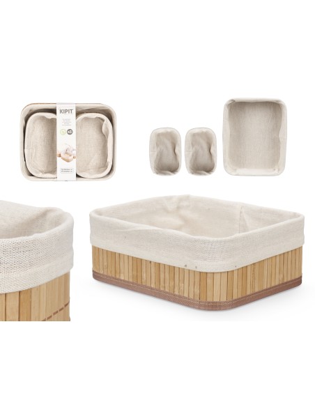 SET 3 ORGANIZADORES BAMBU BLANCO 2 TAMAÑOS