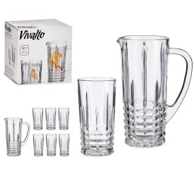 SET JARRA 1L Y 6 VASOS AGUA LINEAS 250ML