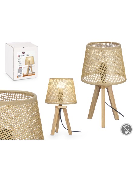 LAMPARA SOBREMESA PANTALLA NATURAL CONICA 32 CM