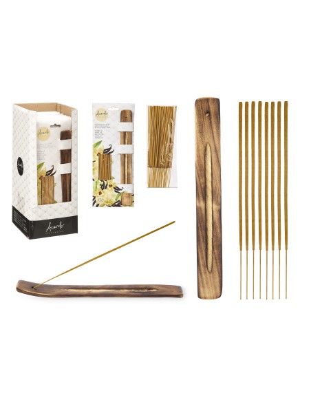 SET 50 BARRAS INCIENSO SOPORTE MADERA VAINILLA