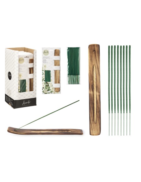 SET 50 BARRAS INCIENSO SOPORTE MADERA JAZMIN
