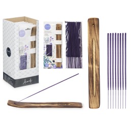 SET 50 BARRAS INCIENSO SOPORTE MADERA LAVANDA