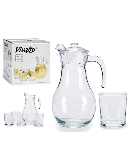 JUEGO JARRA CRISTAL 1,8 LT Y 4 VASOS