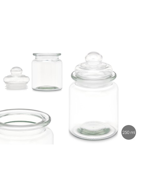 TARRO REDONDO LISO TAPA CRISTAL 250ML