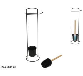 PORTAROLLOS ESCOBILLERO BAMBU 16,5X59CM NEGRO