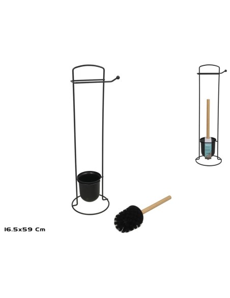 PORTAROLLOS ESCOBILLERO BAMBU 16,5X59CM NEGRO