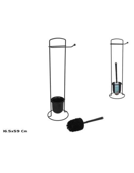 PORTAROLLOS ESCOBILLERO 16,5X59CM NEGRO