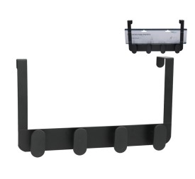 PERCHERO PARA PUERTA 4 POMOS 35X8X20CM NEGRO