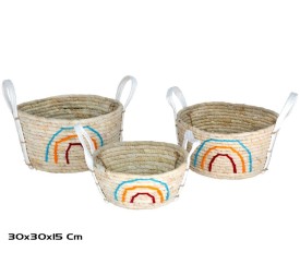SET 3 CESTAS ARO IRIS 30X30X15CM