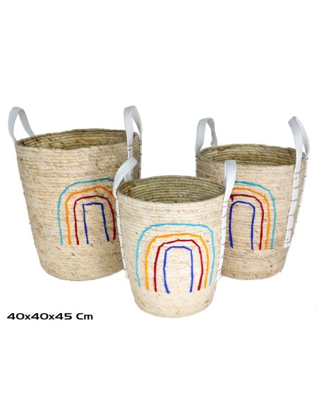 SET 3 PONGOTODOS  ARO IRIS 40X40X45CM