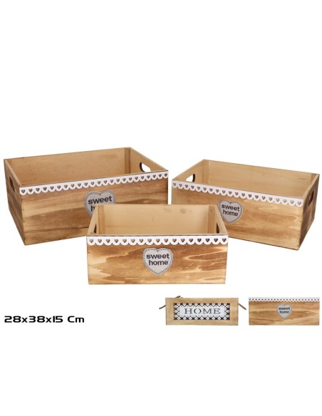 SET 3 CAJAS 38X28X15CM LAURA 2 SURT