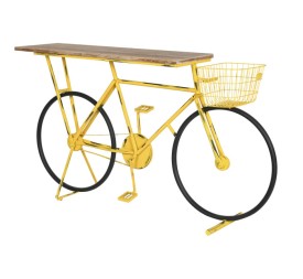 CONSOLA METAL MADERA 160X40X88 BICICLETA AMARILLO