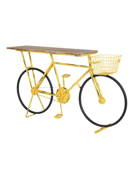 CONSOLA METAL MADERA 160X40X88 BICICLETA AMARILLO