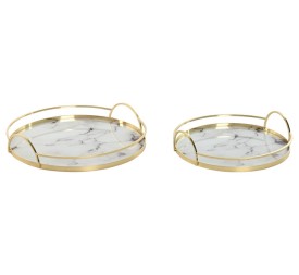 BANDEJA DECORACION SET 2 METAL CRISTAL 30X30X6 ASA